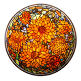 Marigold Stained Glass Cling SGC212 - marigolds printed stained glass window cling - Sticker Chef