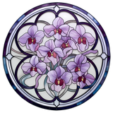 Gothic Orchid Window Cling SGC216 - orchids in Gothic tracery printed stained glass window cling - Sticker Chef