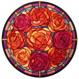 Scarlet Rose Window Cling SGC217 - scarlet roses printed stained glass window cling - Sticker Chef