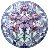 Lavender Iris Window Cling SGC218 - lavender irises printed stained glass window cling - Sticker Chef