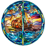 Noah's Ark Window Cling SGC147 - Noah's Ark printed stained glass window cling - Sticker Chef