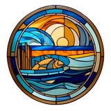 Christian Fish Window Cling SGC149 - fish and sea printed stained glass window cling - Sticker Chef