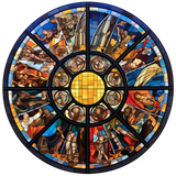 Cathedral Rose Window Cling SGC159 - cathedral rose window printed stained glass window cling - Sticker Chef