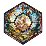 Hexagon Bible Scene Cling SGC164 - hexagon Bible scene printed stained glass window cling - Sticker Chef