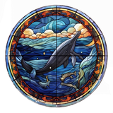 Jonah Whale Window Cling SGC166 - Jonah and the whale printed stained glass window cling - Sticker Chef
