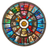 Rainbow Rose Window Cling SGC173 - rainbow rose window printed stained glass window cling - Sticker Chef