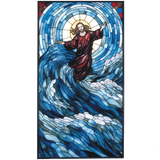Walking on Water Cling SGC174 - Jesus walking on water printed stained glass window cling - Sticker Chef
