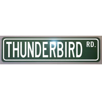 Thunderbird Road Metal Street Sign - 6x24 Novelty Decor for Auto Man Cave Garage or Home