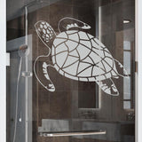 Sea Turtle Etched Glass Vinyl Shower Door Decal - Ocean-Inspired Home Decor