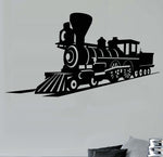 Vintage Steam Locomotive Wall Decal - Matte Black Vinyl