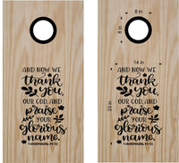 1 Chronicles 29-13 Religious Cornhole Board Vinyl Decal Sticker