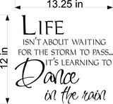 Inspirational Wall Decal - Life Is Not About Waiting For The Storm Home Decor Sticker