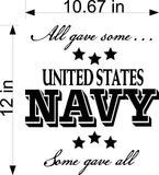 Navy Wall Decal - All Gave Some Some Gave All Graphic Home Decor Sticker