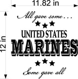 Marines Wall Decal - All Gave Some Some Gave All Graphic Home Decor Sticker