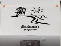 Beach Sunset Palm Tree RV Camper Decal Sticker for Outdoor Adventure