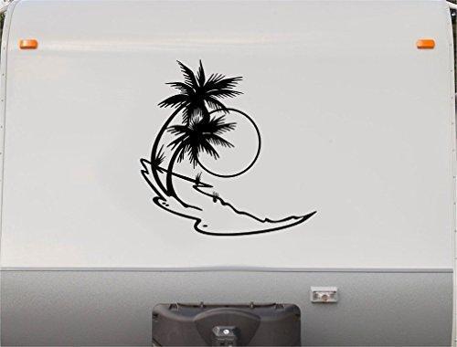 Beach Sunset Palm Tree RV Camper Vinyl Decal Sticker for Travel Lovers