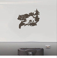 Bear Fishing Hunting RV Camper Vinyl Decal Sticker  Mountain Scene