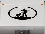 Black Labrador Duck Hunting Mountains RV Camper 5th Wheel Motor Home Vinyl Decal Sticker