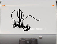 Cactus Sun Desert RV Camper Vinyl Decal - Mountain Landscape Sticker