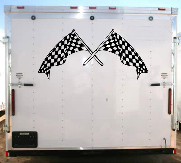 Checkered Flag Racing Decal for Trailers  Stylish Trailer Sticker Graphics YT201