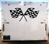 Checkered Flag Trailer Decal - Racing Sticker Graphics for YT20