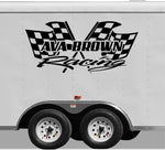 Checkered Flag Racing Team Name Trailer Decal Vinyl Sticker  Custom Text Trailer Sticker  YT20B