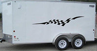 Checkered Flag Racing Trailer Decals Stickers Murals Set Auto Car Truck