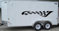 Checkered Flag Racing Trailer Decals Stickers Murals Set Auto Car Truck