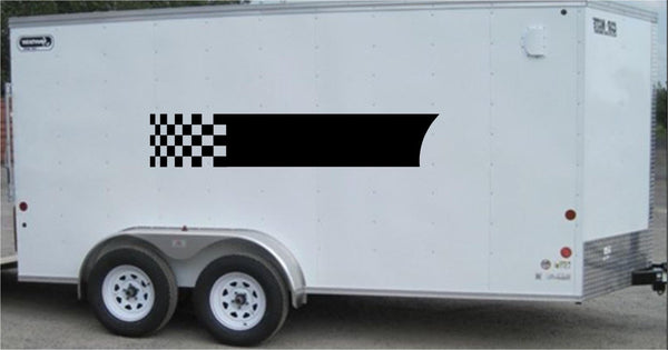 Checkered Racing Stripe Vinyl Decal for Trailers and Cars - CF007