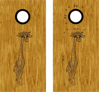 Giraffe Cornhole Board Decals  Fun Bean Bag Toss Stickers for Game Day