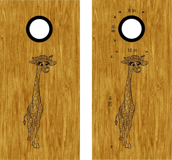 Giraffe Cornhole Board Decals  Fun Bean Bag Toss Stickers for Game Day