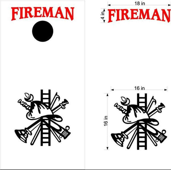 Firefighter Rescue Cornhole Board Decals - FP20 Stickers for Custom Game Boards