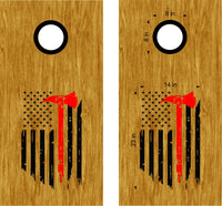 Cornhole Boards Decals Fireman Flag Firefighter Rescue FL02