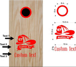 Firefighter Helmet Decals for Cornhole Boards - Fireman Sticker Game Design 02