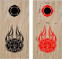 Custom Firefighter Flames Cornhole Board Decals - Fire Dept Game Stickers