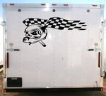 Crash Checkered Flag Decal Trailer Vinyl Decal Custom Text Trailer Sticker YT502