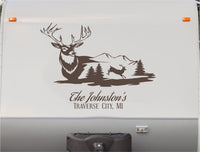 Deer Buck Vinyl Decal Sticker for RVs Campers  5th Wheels - Mountain Jumping Design