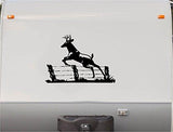 Deer Hunting Jumping Fence RV Camper Vinyl Decal Sticker  Scene