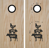 Farm Animal Cornhole Decal Sticker for Bean Bag Toss Game - Cluck Oink Moo Design