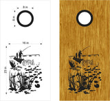 hunting fishing cornhole decal