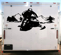 Fly Racing Snowmobile Trailer Decals with Mountain  Tree Designs