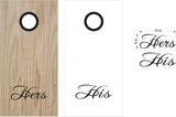 His and Hers Wedding Day Cornhole Board Vinyl Decal Stickers - Perfect for Couples