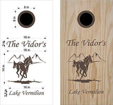 Equestrian Cornhole Board Decals - Horseback Riding Stickers for Both Boards