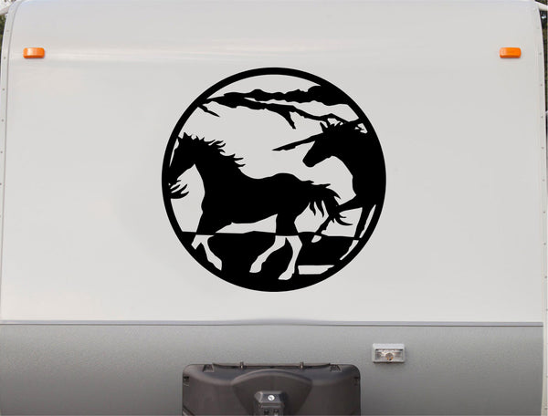 Horses Running Trailer Equestrian Decals Horse Stickers HC2