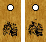 Hug the Dawg Cornhole Board Decals  Fun and Durable Stickers for Game Night