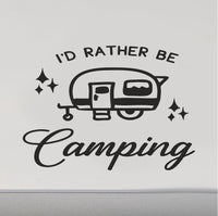 Id Rather Be Camping RV Door Decal Sticker - Adventurous Camper Scene