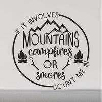 Mountain Campfire Scene RV Camper Van Door Decal Sticker with Smores