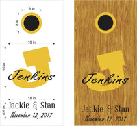Personalized Initial and Wedding Date Monogram Vinyl Decal for Cornhole Boards