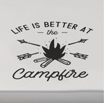 Campfire RV Camper Door Decal Sticker - Life Is Better at the Campfire Scene