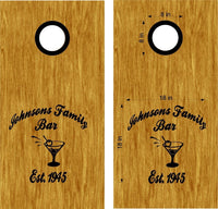 Custom Family Name Martini Bar Cornhole Board Vinyl Decal Sticker Established Date